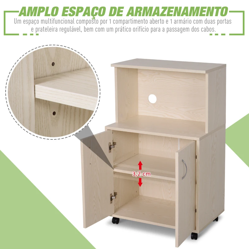 HOMCOM Móveis Auxiliares para Microondas Aparador auxiliar de baixa cozinha 60.4x40.3x97cmv
