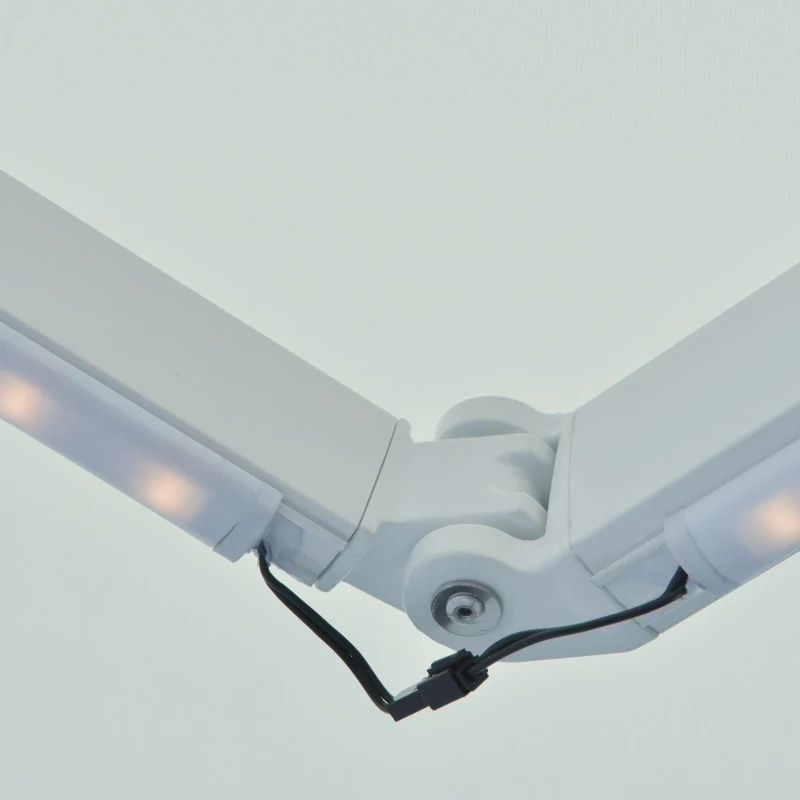 Outsunny Toldo Retrátil de Parede 250x200cm com Manivela e Controle Remoto LED Ângulo Ajustável para Exterior Varanda Jardim Terraço Alumínio Branco