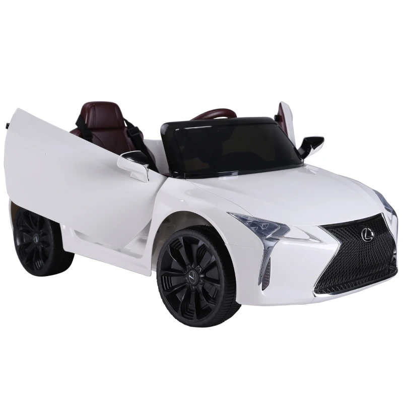 HOMCOM Carro elétrico para crianças acima de 3 anos de controle remoto e manual com música 106x63x44 cm Branco