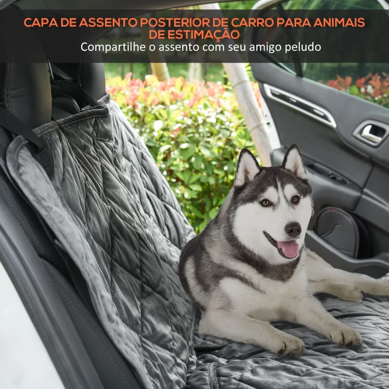 PawHut Coberta Protetora para Animais de Estimação Antiderrapante e Aberturas para Cinto de Segurança Fácil de Instalar e Limpar para carro 160x145cm Cinza