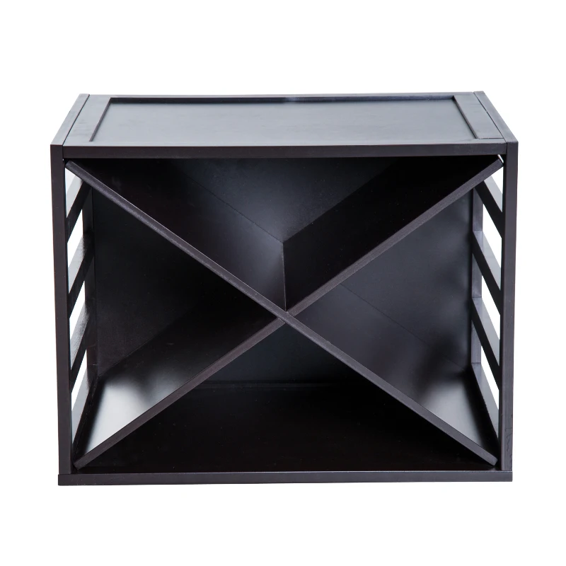 HomCom Garrafeira Madeira Estante de Vinho Forma X Creativo e Decorativo Empilhável para 16 Garrafas Castanho - 45x35x34.5cm