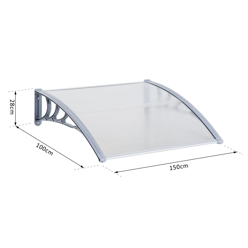 Outsunny Alpendre para Portas e Janelas com Proteção contra Sol e Chuva - 150 x 100 x 28 cm