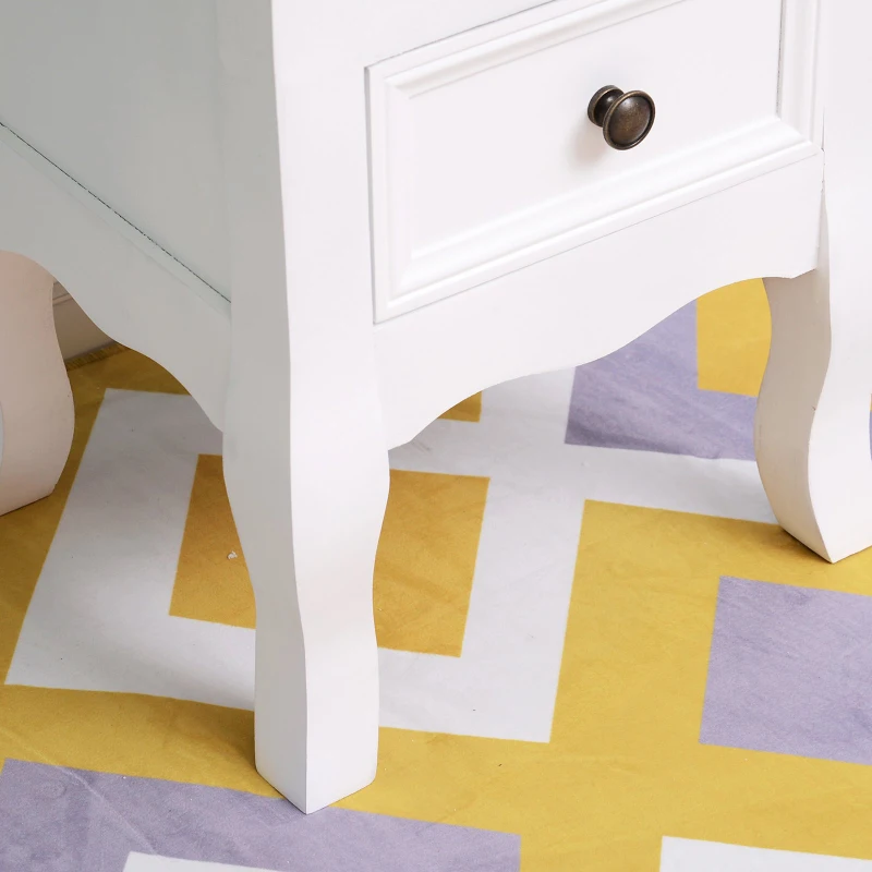 HOMCOM Conjunto de 2 Mesas de Cabeceira com 2 Gavetas Armário Auxiliar com Grande Espaço de Armazenamento 34,7x30x49cm Branco