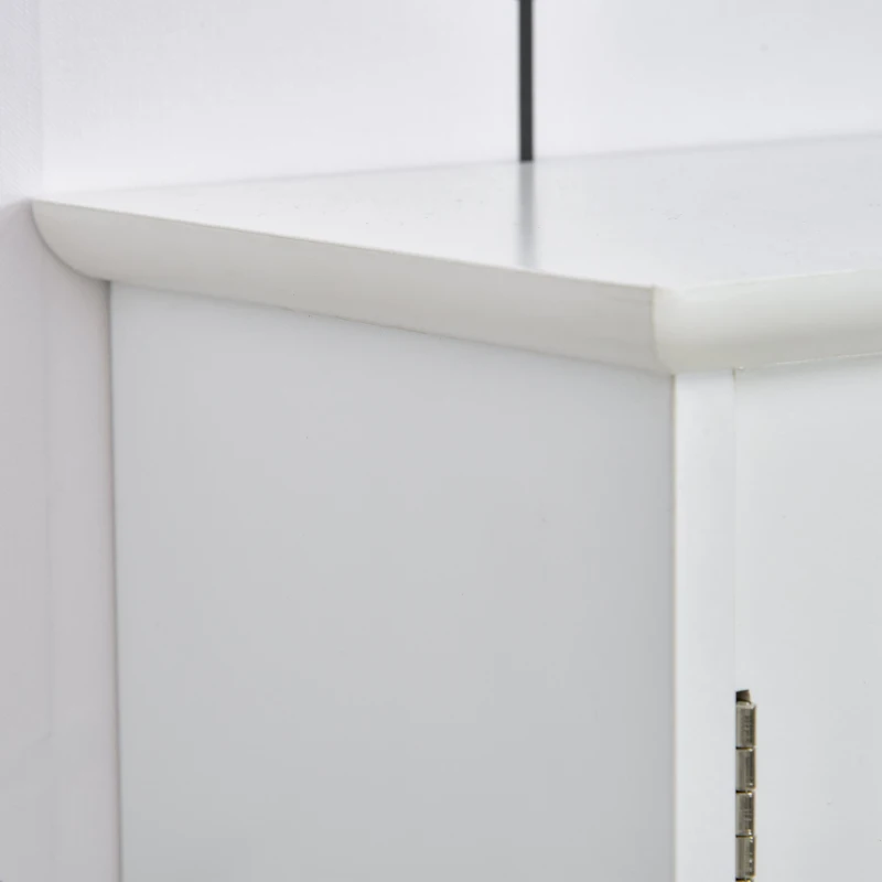 kleankin Gabinete de banheiro com grande espelho com prateleira ajustável interna e prateleiras abertas 60x18x63 cm Branco