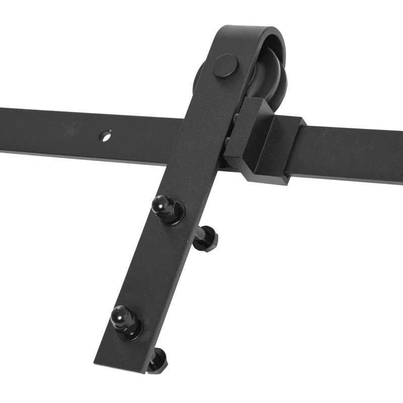 HOMCOM Kits de acessórios para porta deslizante dupla com trilhos de 200 cm de aço preto