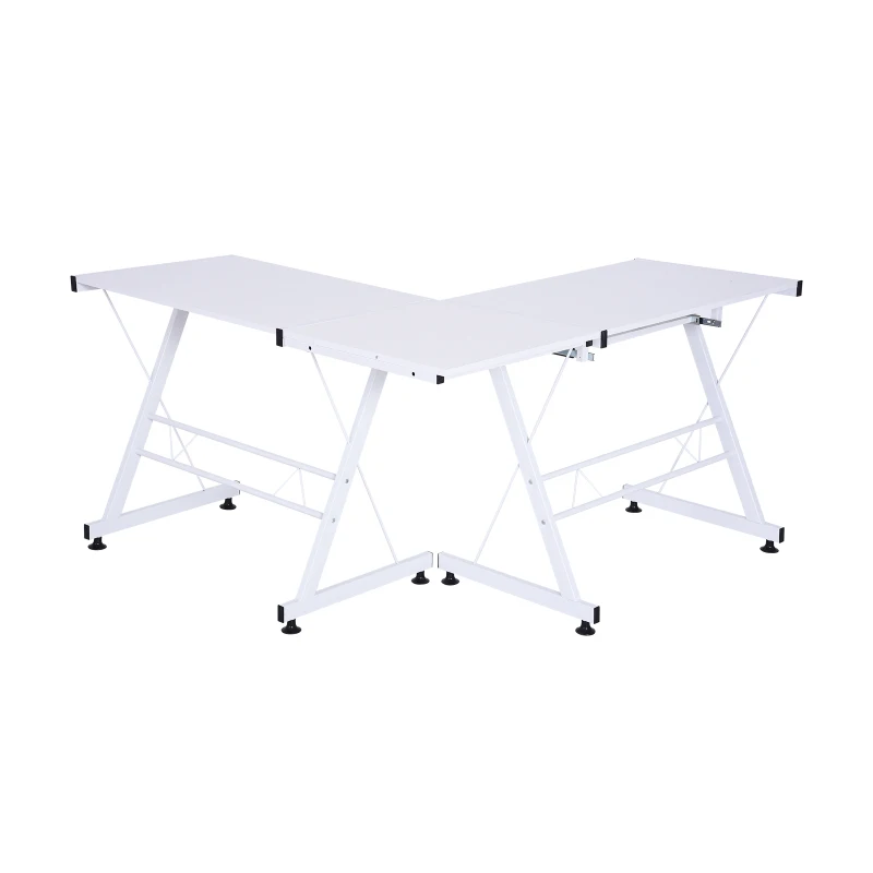 HOMCOM  Mesa de computador PC Mesa de escritório  2 tipos Formulário de mesa de canto L Aço de quadro de mesa reta