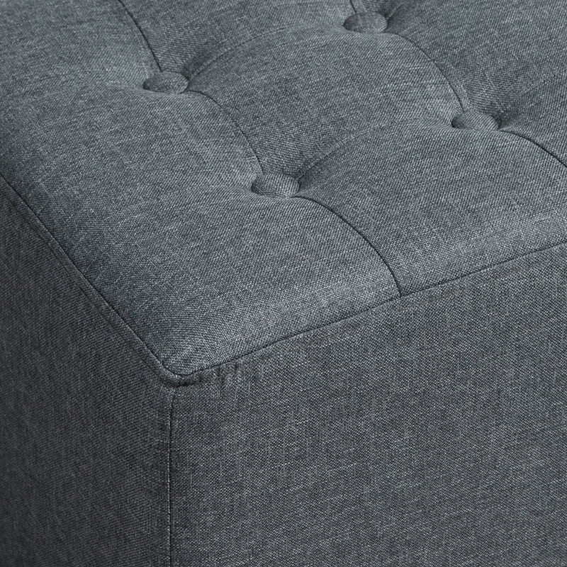 HOMCOM Banco Otomano Baixo Acolchoado Apoio para os pés com Pernas de Madeira Maciça  35x35x35 cm Cinza