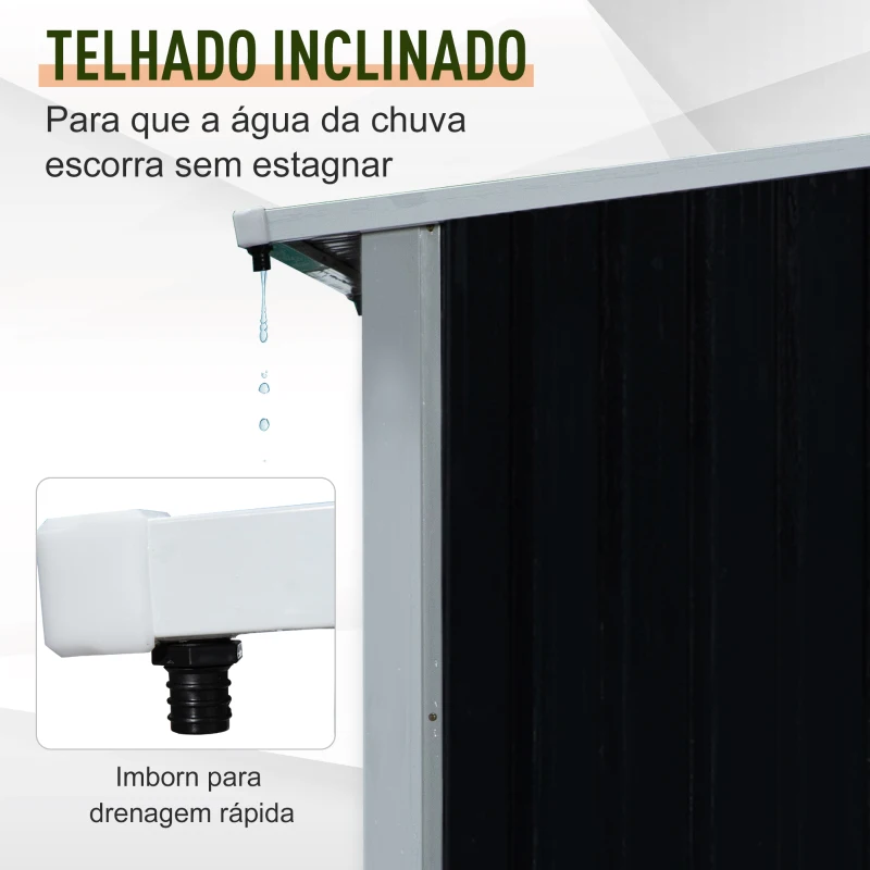 Outsunny Abrigo para Lenha de Aço Galvanizado Abrigo de Armazenamento de Lenhas com Teto Inclinado para Jardim Terraço Exterior 182 x 89 x 136/148cm Cinza