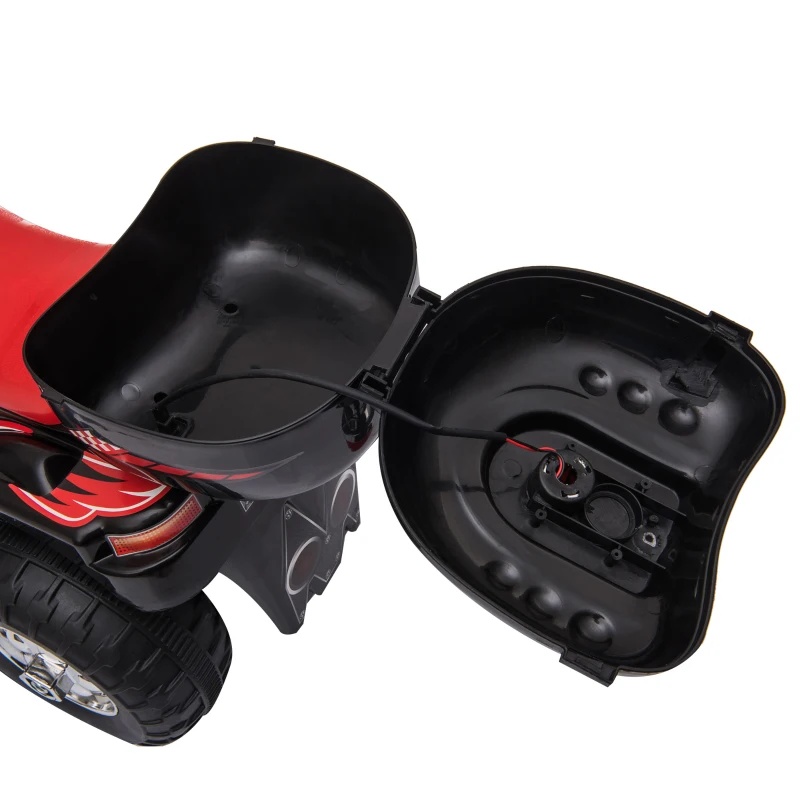 HOMCOM Mota Elétrica para Crianças de 18-36 Meses Motocicleta Infantil com 3 Rodas e Bateria 6V com Música Buzina Farol Baú 80x35x52cm Preto
