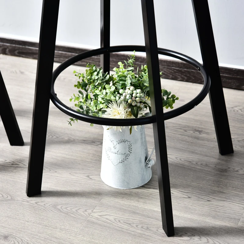 HomCom® Conjunto de Mesa e 2 Tamboretes Móveis para Bar Restaurante Conjunto de 3 peças de madeira e aço ajustável