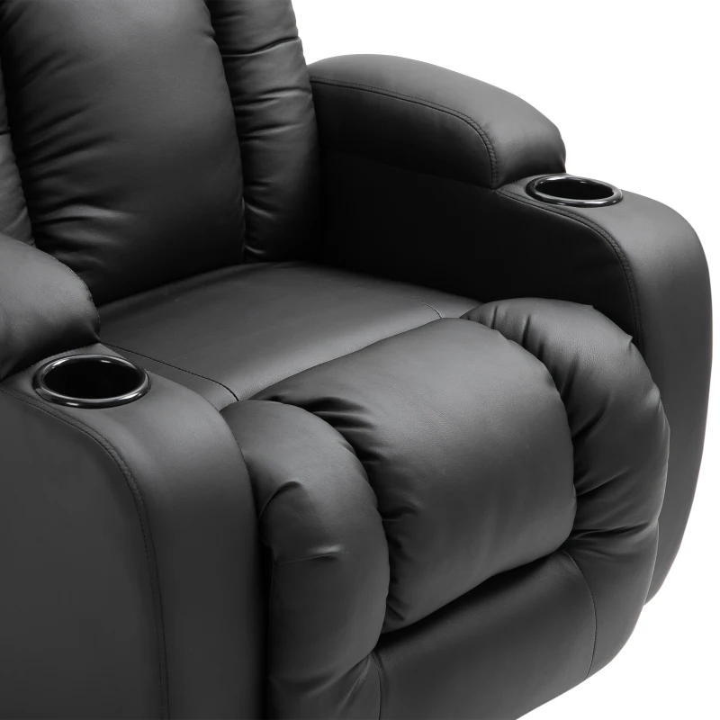 HOMCOM Cadeira de massagem Reclinável até 150° Cadeira de relaxamento com 8 pontos de massagem vibratória Função de aquecimento lombar Controle remoto 90x93x103 cm Preto