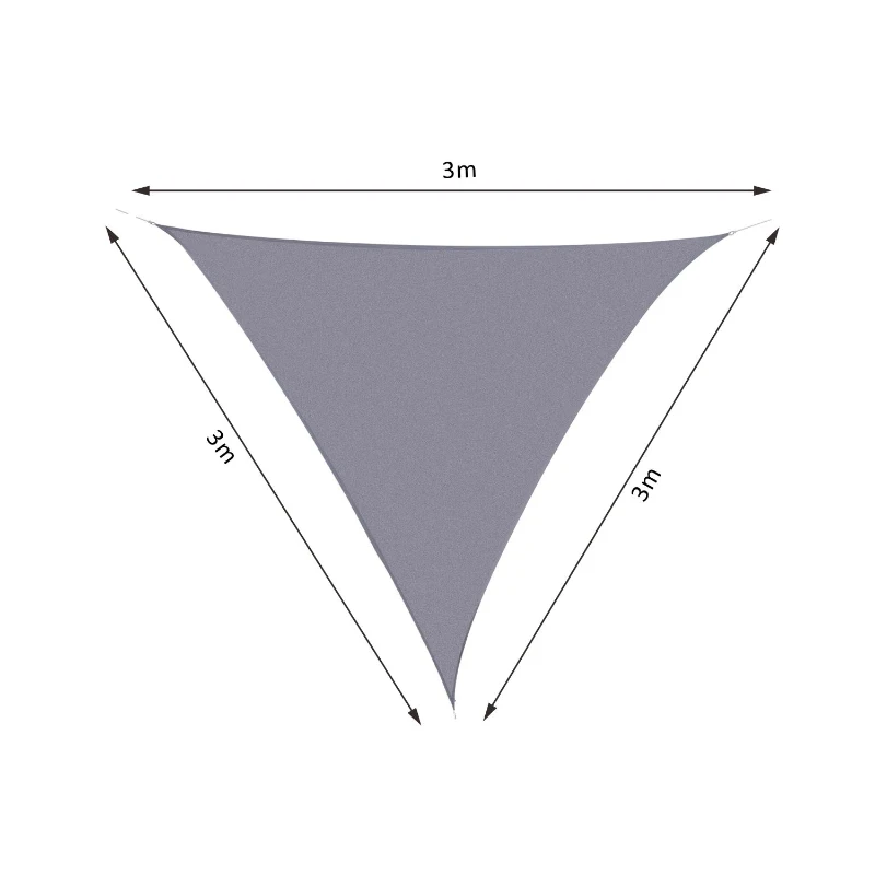 Outsunny Vela de Sombra Triangular 3x3x3 m Toldo Vela de Poliéster com Proteção UV Aneis em Forma de D e Cordas para Jardim Pátio Piscina Cinza