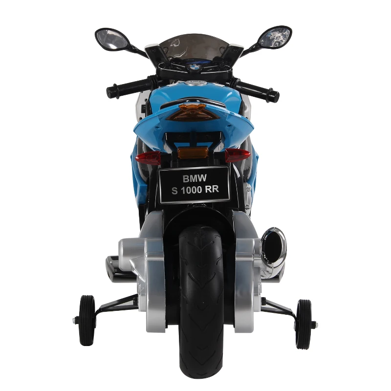 HOMCOM Mota elétrica infantil BMW para crianças acima de 3 anos com bateria 12 v duplo motor com luzes e música 110x47x69 cm azul e preto