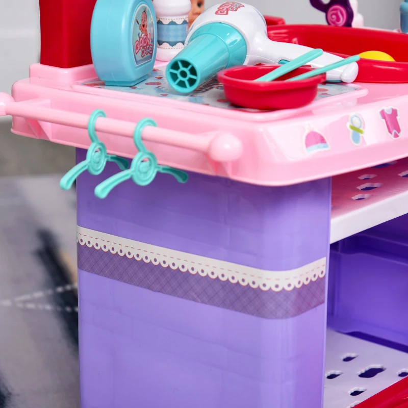 HOMCOM Conjunto médico infantil, conjunto médico de brinquedo, conjunto de simulação de enfermagem para crianças acima de 3 anos, 28 peças, brinquedo educacional 52 x 30,5 x 72cm rosa