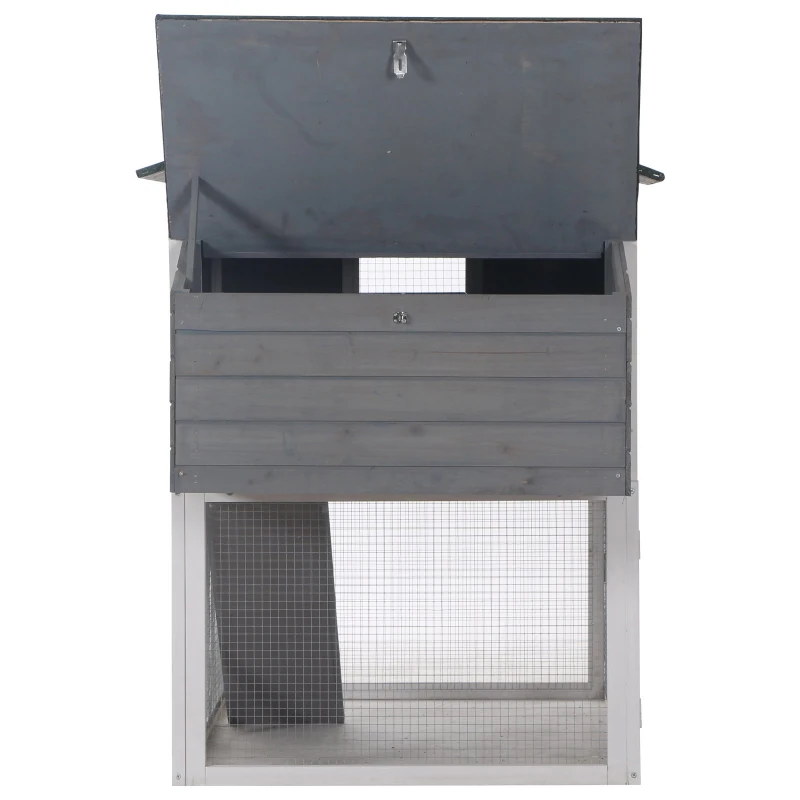 PawHut Galinheiro de madeira com ninho e curral bandeja removível rampa janela 160x80x110 cm cinza e branco