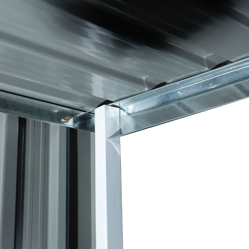 Outsunny Abrigo para Lenha de Aço Galvanizado Abrigo de Armazenamento de Lenhas com Teto Inclinado para Jardim Terraço Exterior 182 x 89 x 136/148cm Cinza