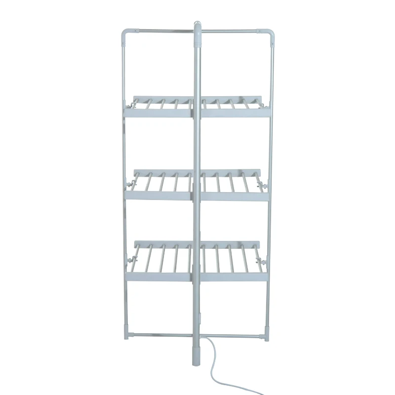 HOMCOM Varal Elétrico Dobrável   3 níveis Secador de roupa com 30 barras de alumínio quente 73x67x144cm