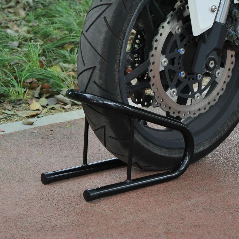 HomCom Descanso Elevador Universal tipo Suporte Dianteiro de Mota Portátil e Móvel – Cor: Preto – Aço – 32 x 20 x 26 cm