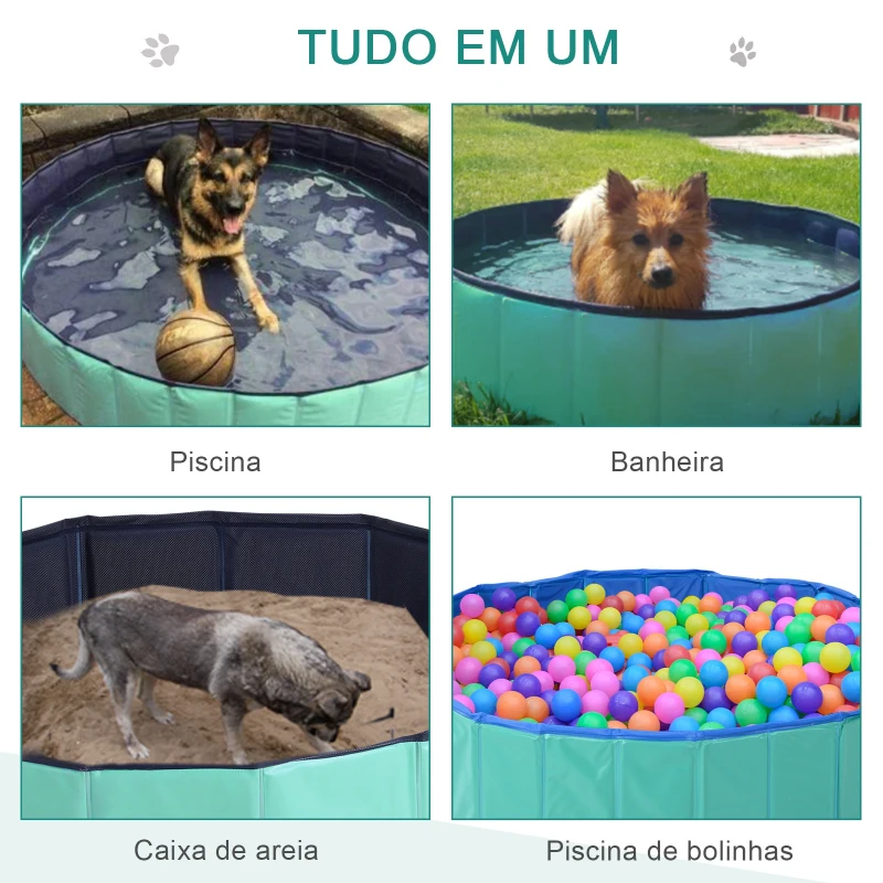 PawHut Piscina dobrável Ø160x30cm para animais de estimação PVC Antiderrapante Resistente ao desgaste turquesa