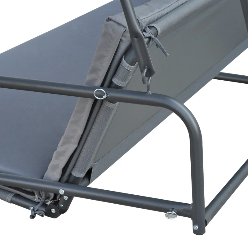 Outsunny Baloiço de Jardim de 3 Lugares Convertível em Cama com Rede Mosquiteira Carga Máxima 300kg 240x140x197cm Cinza