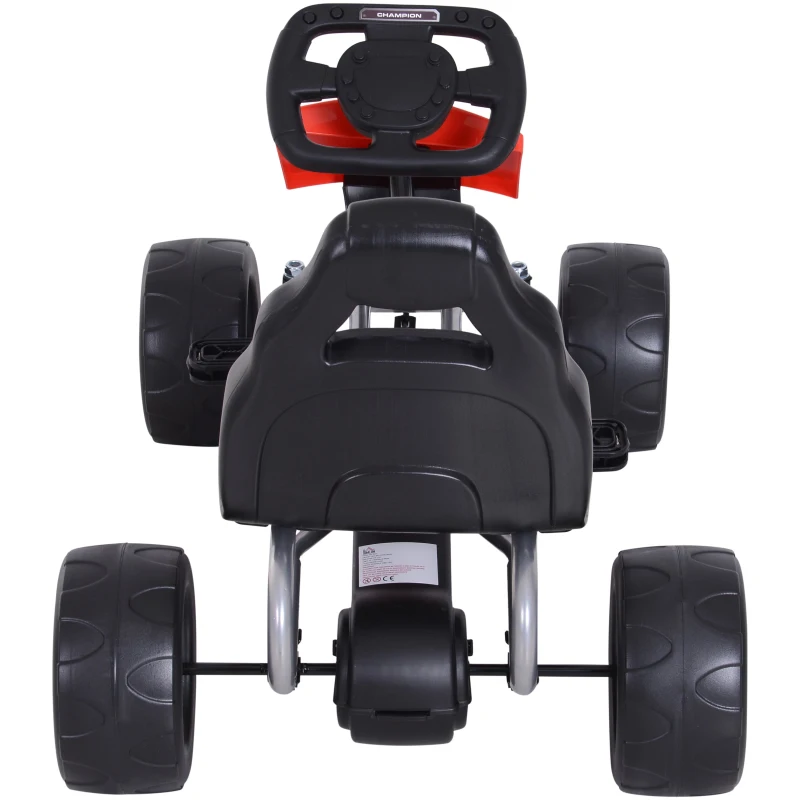 HOMCOM Kart a Pedal Go Kart com Assento Ajustável para Crianças acima de 3 Anos Brinquedo de Exterior 80x49x50 cm Vermelho e Preto