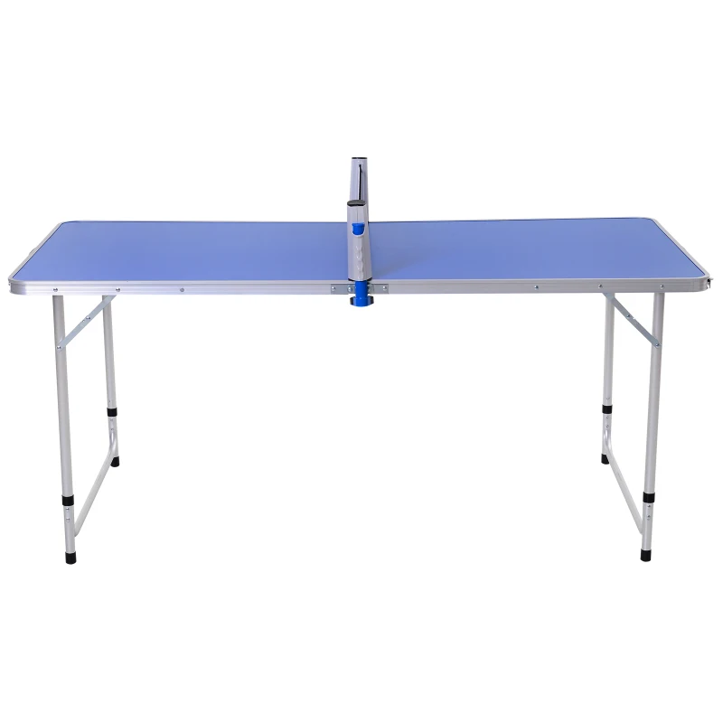 Outsunny Mesa Dobrável de Pingue-pongue Altura Ajustável em 3 níveis Multifuncionais Mesa de Piquenique com Pás e Bolas de Pingue-pongue 160x80x54 / 62 / 70cm Carga máxima 30kg