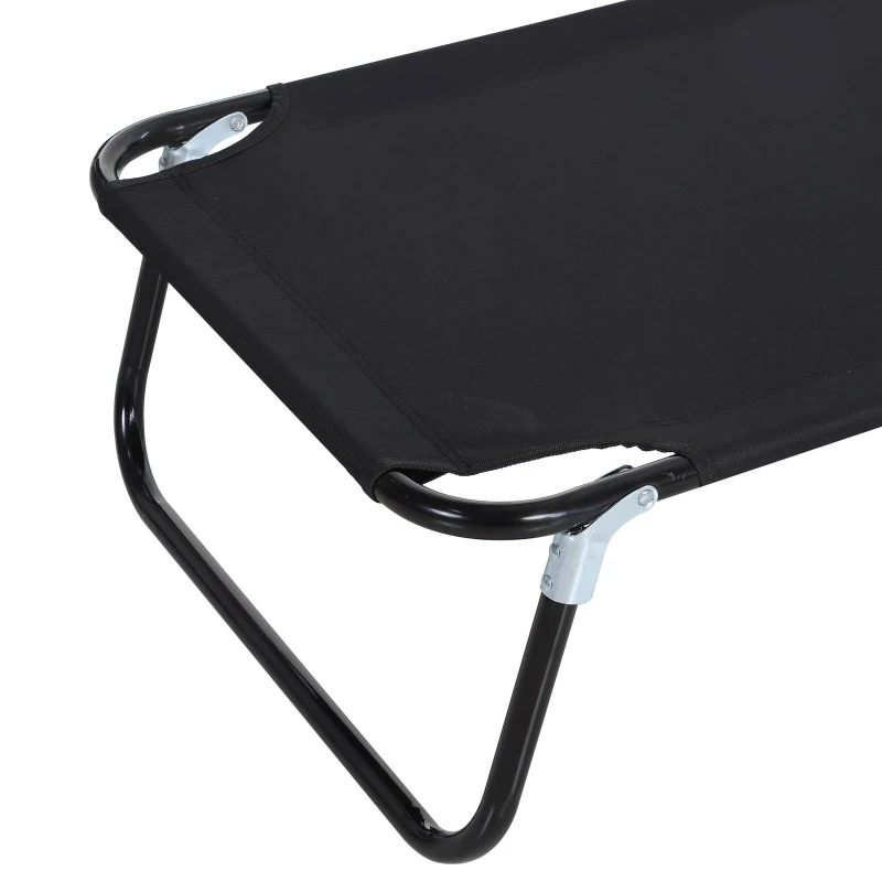 Outsunny Espreguiçadeira dobrável reclinável com ângulo ajustável de 3 posições para exterior carga 120 kg 190x56x28 cm Preto