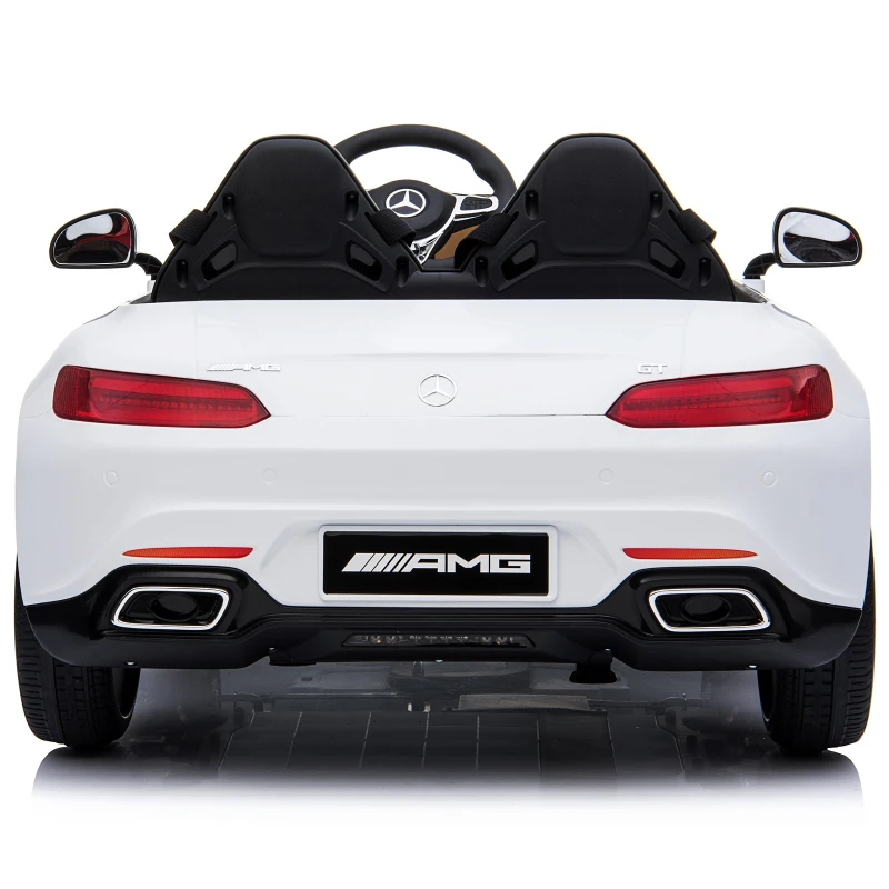 HOMCOM Mercedes AMG Carro Elétrico para crianças de 3-6 anos com Controle Remoto Bateria 12V 4.5AH Carga 40kg 114,5x78x47,5cm branco