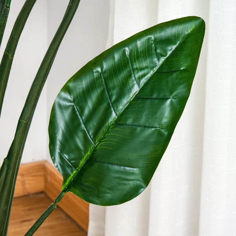 Outsunny Planta Artificial Ave do Paraíso com Vaso Strelitzia Reginae Sintética com 13 Folhas e 2 Flores Ø18x155 cm Verde e Vermelho