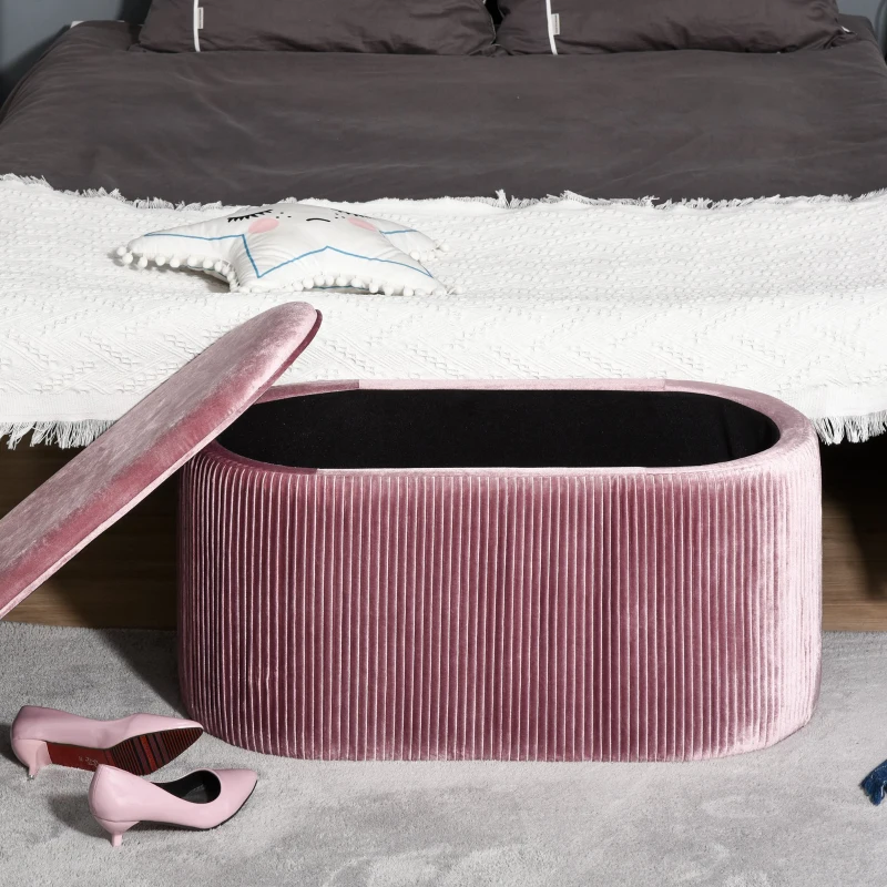 HOMCOM Banco com espaço de armazenamento com assento acolchoado carga máx. 120 kg 81x40x41 cm Rosa