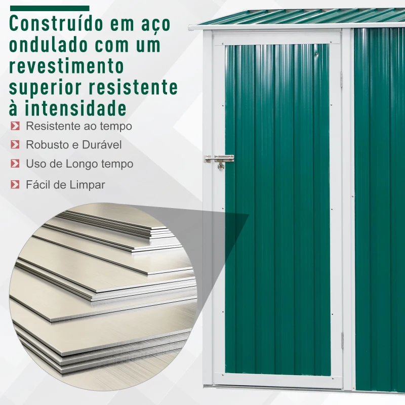 Outsunny Galpão de jardim com porta com trava 143x89x186cm
