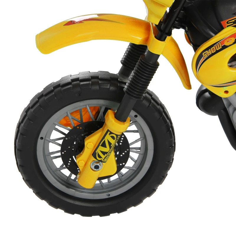 HOMCOM Mota Elétrica Infantil para crianças acima de 3 anos com Bateria recarregável 6V e Rodinhas de Apoio 102x53x66 cm Amarelo