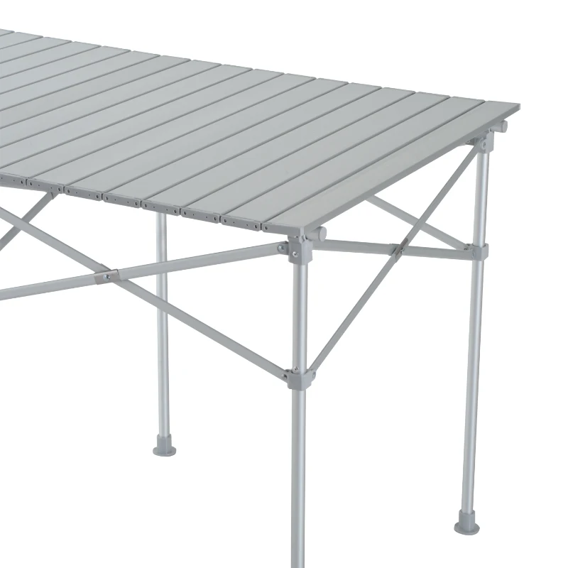 HomCom Mesa Dobrável para Terraço ou Jardim - Cor Prata - Material de Alumínio - 124x70x68cm
