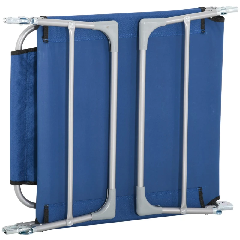 Outsunny Espreguiçadeira de Jardim Reclinável e Dobrável com Orifício de Leitura Apoio para Cabeça e Encosto Ajustável em 4 Níveis para Praia 182x56x24,5 cm Azul