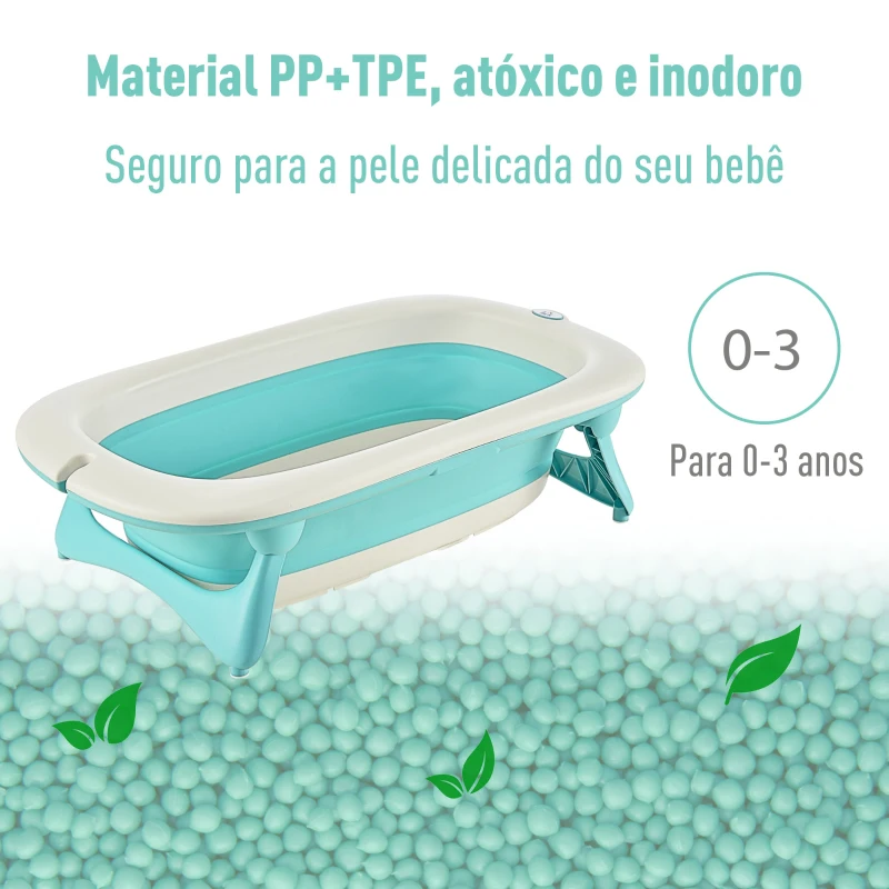 HOMCOM Conjunto de banho dobrável 3 em 1 para bebês de 0 a 3 anos Banheira pia taça de xampu