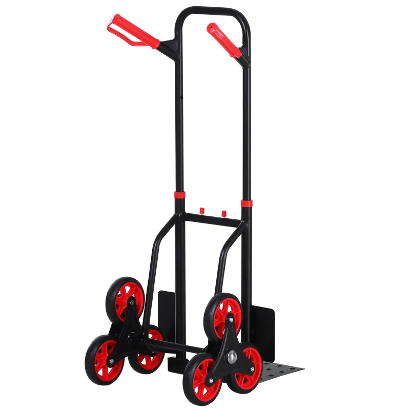 DURHAND Carrinho de mão de escada dobrável portátil carga 120 kg 60x45x109cm Vermelho e Preto