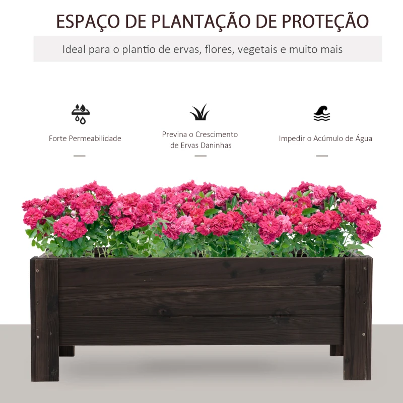 Outsunny Horta Vertical Floreira de Madeira Retangular com Pés para Flores Plantas Cultivos 100x36,5x36cm Marrom