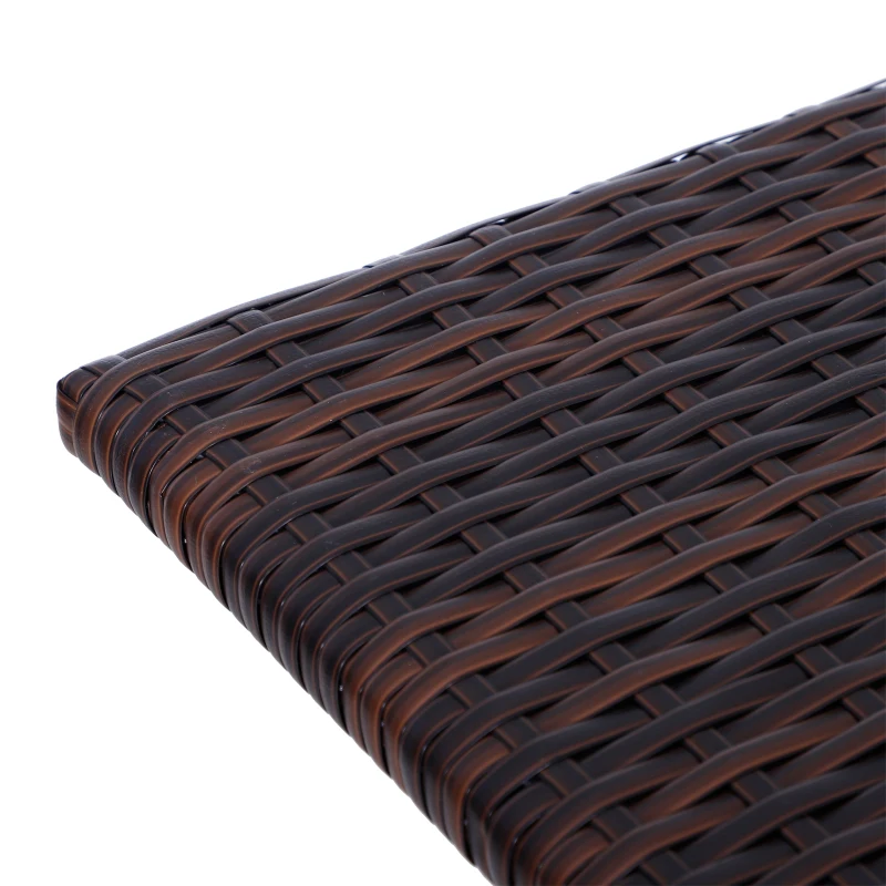 Outsunny Conjunto de 3 Peças de Rattan Conjunto de 2 Cadeiras e Mesa para Pátio Varanda Jardim Dobrável Desenho Trançado Elegante Mesa de 60x60x72 cm Cor Marrom