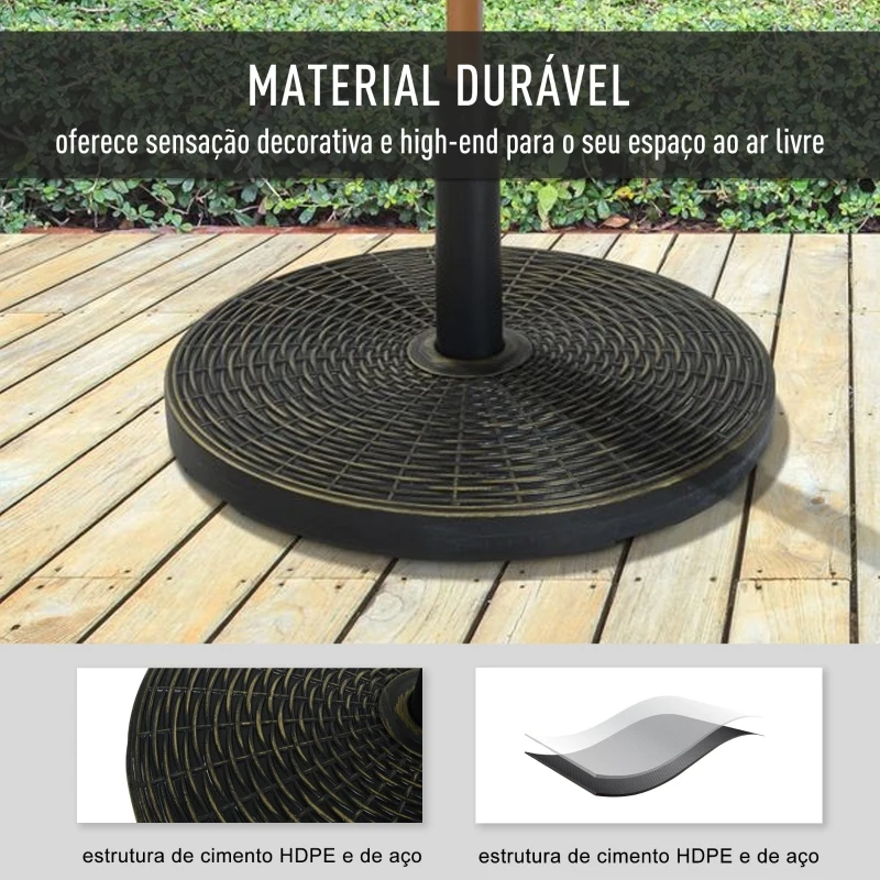 Outsunny Base para Chapéu de Sol Peso 25 kg de Cimento para Mastros de 35 mm 38mm e 48 mm Ø53x40 cm Preto e Bronze