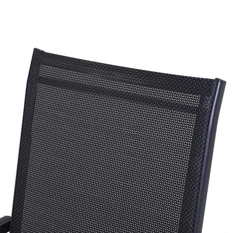 Outsunny Conjunto de 2 cadeiras dobráveis para exterior com apoio de braços Cadeiras para varanda Jardim Terraço 58x64x94 cm Preto Carga 100kg