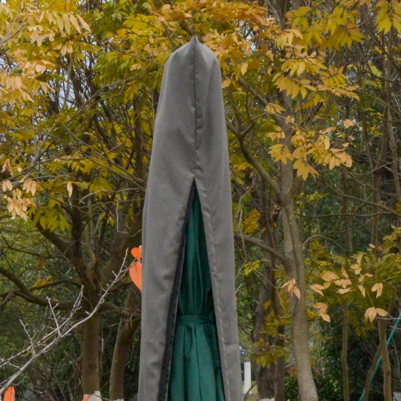 Outsunny Capa protetora de guarda-sol Ø57x160 cm cobertura de para-sol resistente para jardim com hastes zíper tecido Oxford cinza