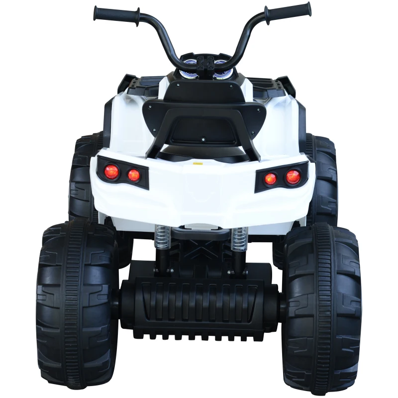 HOMCOM Quadriciclo Elétrico Infantil para Crianças de 3-6 Anos com Bateria 12V MP3 Rádio Luzes Carga Máxima 30kg 103,5x69,5x70cm Branco