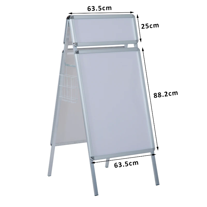 HOMCOM Painel Publicitário  com Cavalete e 2 Cestos- Branco-  PVC- 64 x 8 x 144 cm