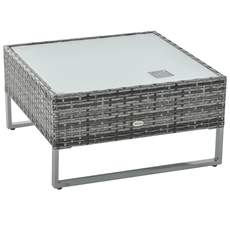 Outsunny Conjunto de 4 Móveis de vime para Jardim com 2 Sofás Duplos Mesa central mesa de baú e almofadas removíveis 132x69x64 cm Cinza