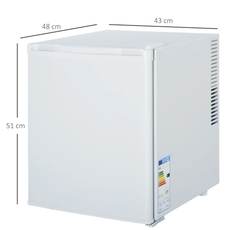 HOMCOM  Minigeladeira 50 L Prateleira removível Ajustável   LED Ruído Mínimo Eficiência energética A 43 x 48 x 51cm Branco