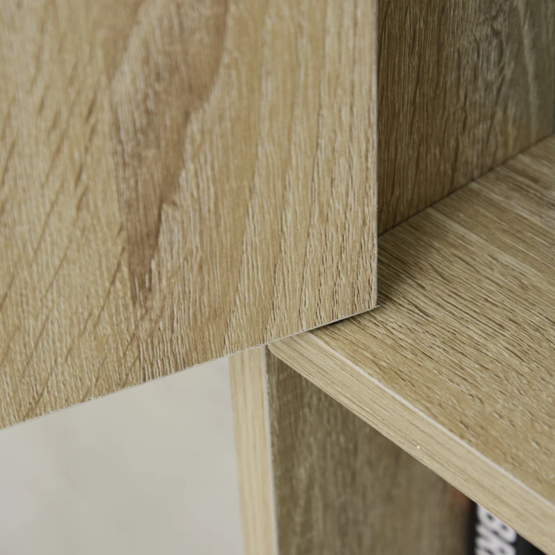 HOMCOM Estante com 5 compartimentos Gaveta 2 Armários com portas e Dispositivo Anti-tombamento 60x30x150 cm Madeira Natural