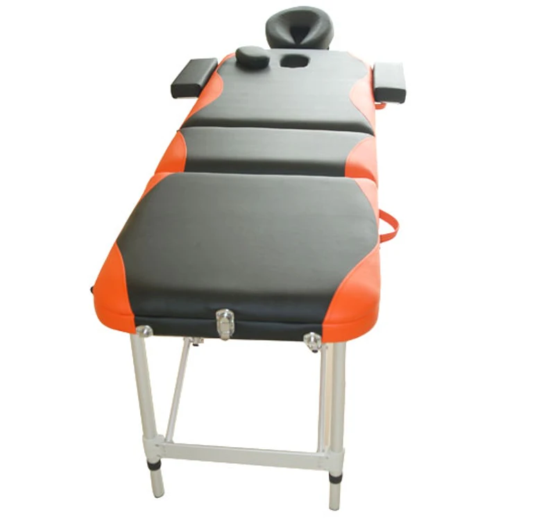 HOMCOM Marquesa de Massagem Dobrável e Portátil com Altura Ajustável e Apoio para a Cabeça 180x60x62-82 cm Laranja e Preto