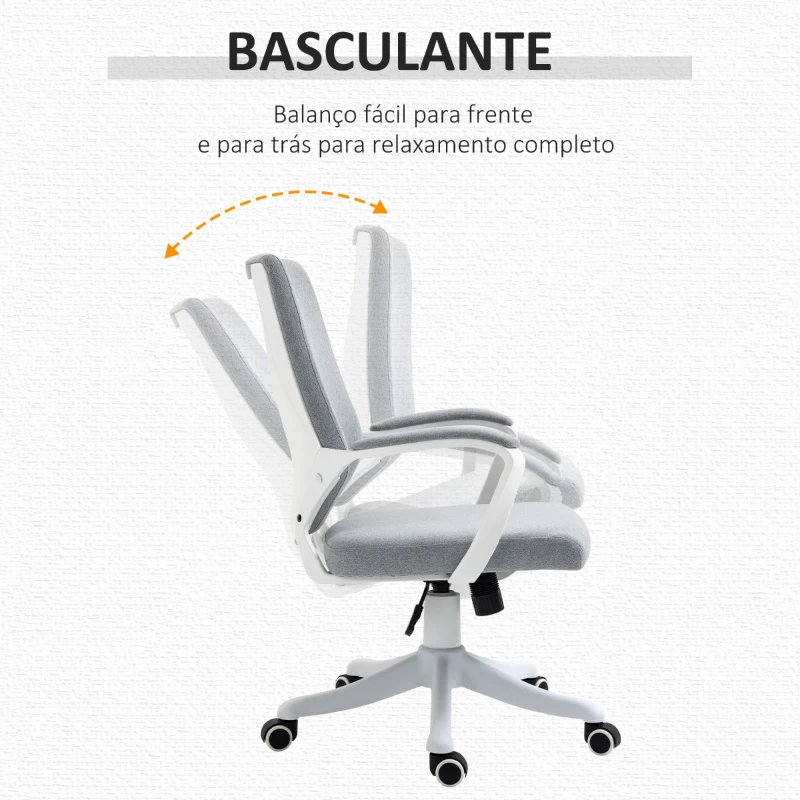 Vinsetto Cadeira de escritório giratória ergonômica com altura ajustável apoio de braço acolchoado e apoio lombar máx. 120 kg 62x69x92-102 cm Cinza