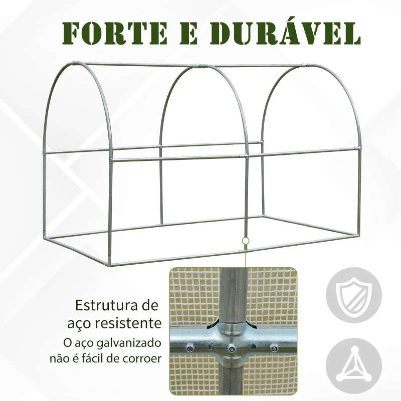 Outsunny Estufa de Jardim Tipo Túnel com janelas e portas Cobertura PE Estrutura de aço 295x200x190cm Branco