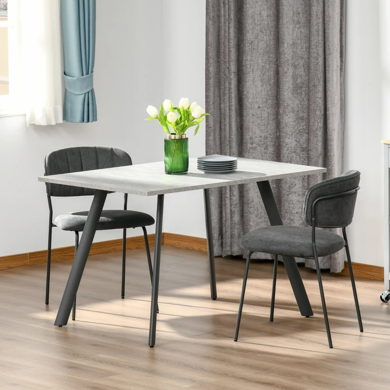 HOMCOM Mesa de Sala de Jantar Retangular Estilo Industrial com Pés de Metal e Almofadas Ajustáveis 120x80x76cm Cinza